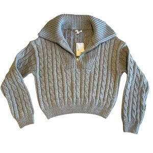 BP Cable Knit Half Zip Sweater Gray XS | Nordstrom NWT Cozy Collared Pullover